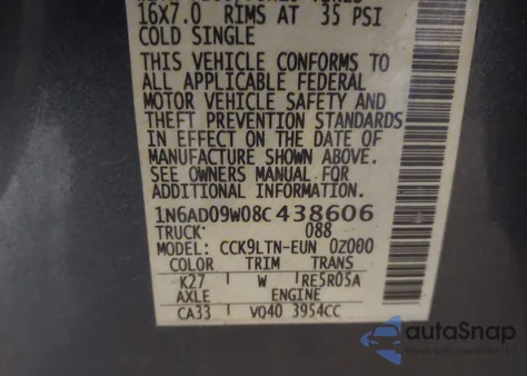 2008 Nissan Frontier Se from USA, damaged, VIN 1N6AD09W08C438606